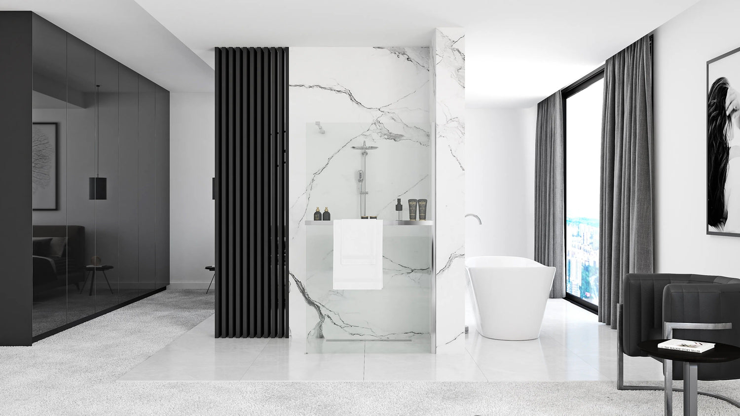 Баня с параван за вана: стъклен параван или завеса и какво се поддържа по-лесно – модерна баня с душ параван, вана, плочки за баня