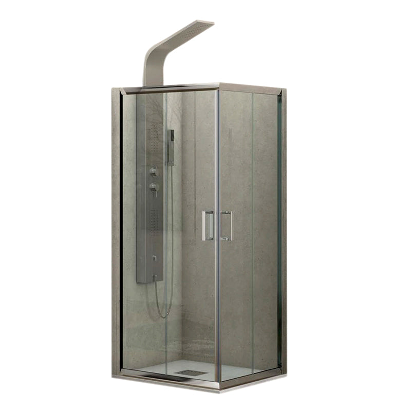 Душ кабина New Flora 100 - 70x70 см. квадратна със 5,5 мм прозрачно закалено стъкло, хром профил, магнитни уплътнения - KERANOVA