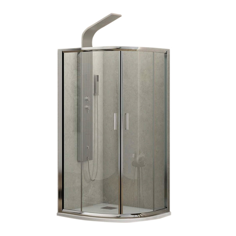 Душ кабина New Flora 200 - 80x80 см. овална с 5,5 мм прозрачно закалено стъкло, хромиран профил, магнитни уплътнения, височина 180 см - KERANOVA