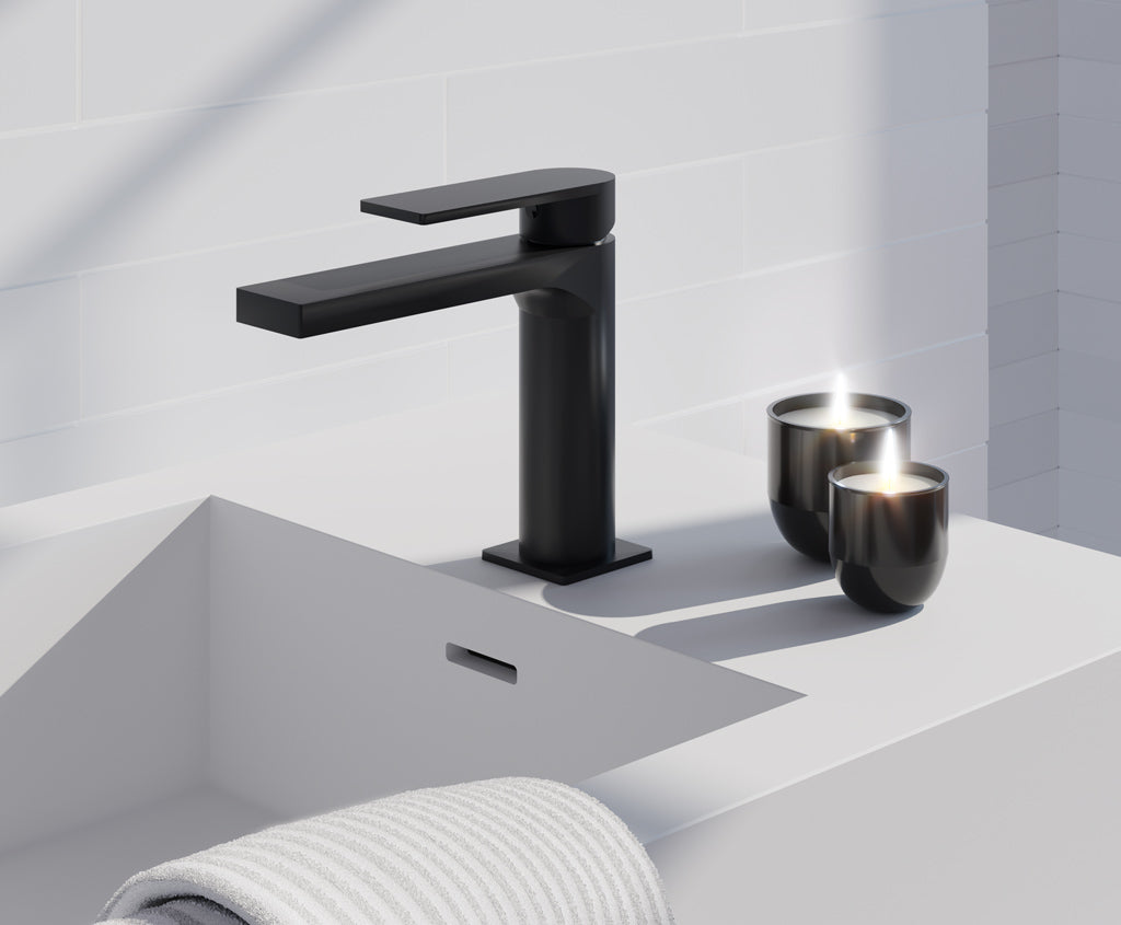 Смесител за мивка Alpha Matt Black - Aquagrif стоящ черен мат смесител за баня в онлайн магазин KERANOVA