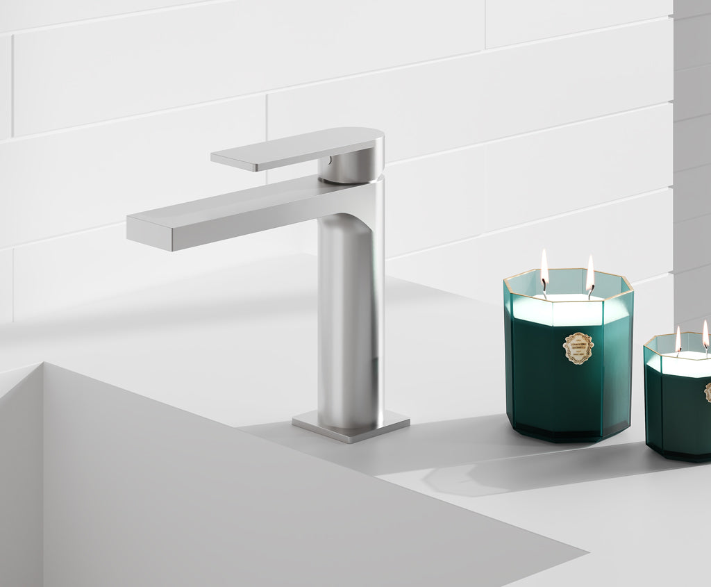 Смесител за мивка Alpha Satin Nickel - Aquagrif сатен никел стоящ смесител за баня онлайн магазин KERANOVA