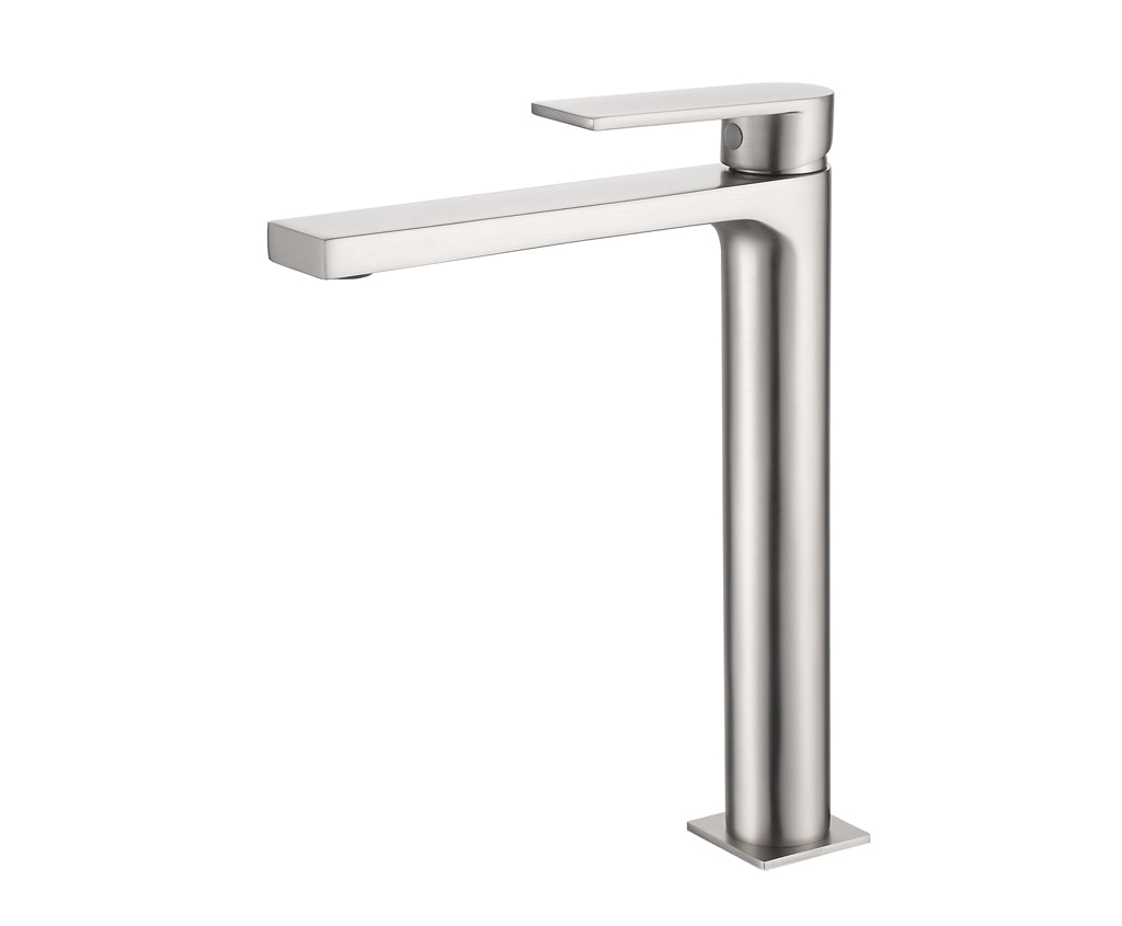 Смесител за мивка Alpha Satin Nickel XL - Aquagrif висок сатен никел за баня, без изпразнител, онлайн магазин KERANOVA