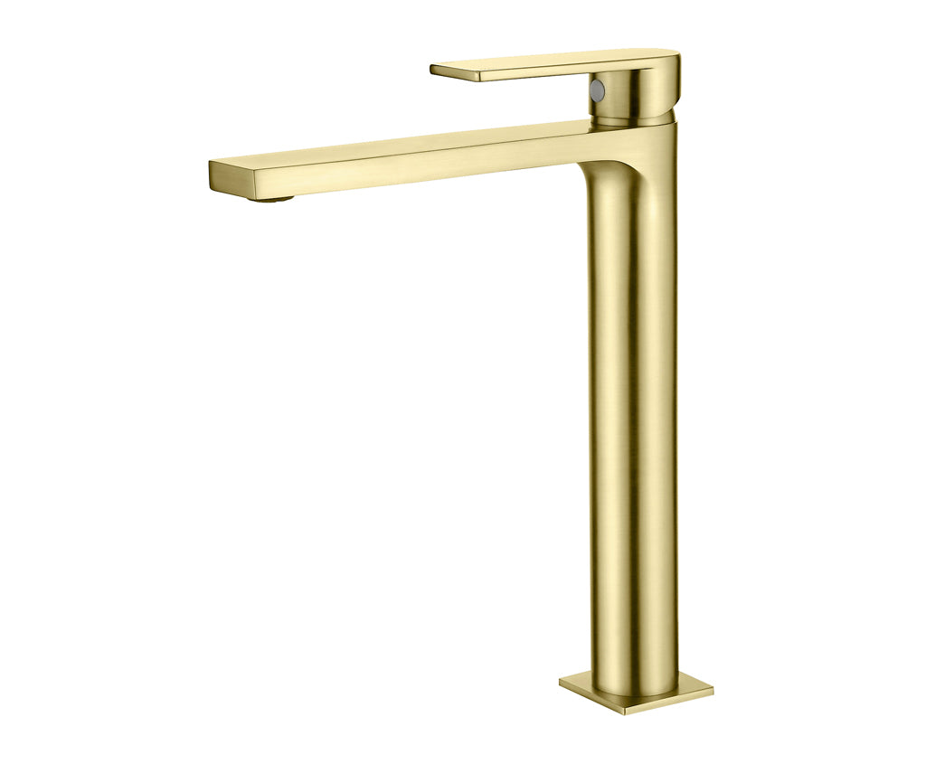 Смесител за мивка Alpha Brushed Gold XL - Aquagrif висок четкано злато, онлайн магазин за обзавеждане за бани KERANOVA