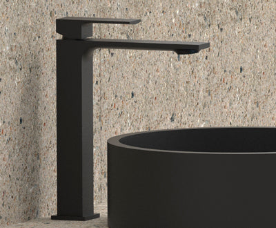 Смесител за мивка Bold Matt Black XL - Aquagrif висок черен мат смесител без изпразнител за онлайн магазин за обзавеждане за бани KERANOVA