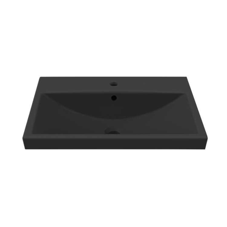 Мебелна мивка Elite Black Matte 60х45 см. - черна матова мивка с отвор за батерия, онлайн магазин KERANOVA