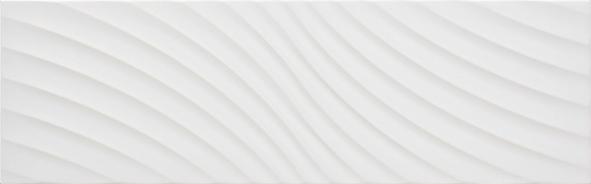 Icon Waves Satine White 25x80 бяла вълнообразна декоративна плочка за баня от онлайн магазин KERANOVA