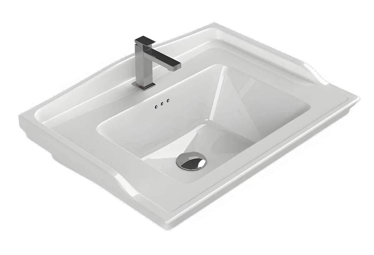 Мебелна мивка Kapadokya 65х48 см. бяла с отвор за смесител за стенен или мебелен монтаж - онлайн магазин KERANOVA