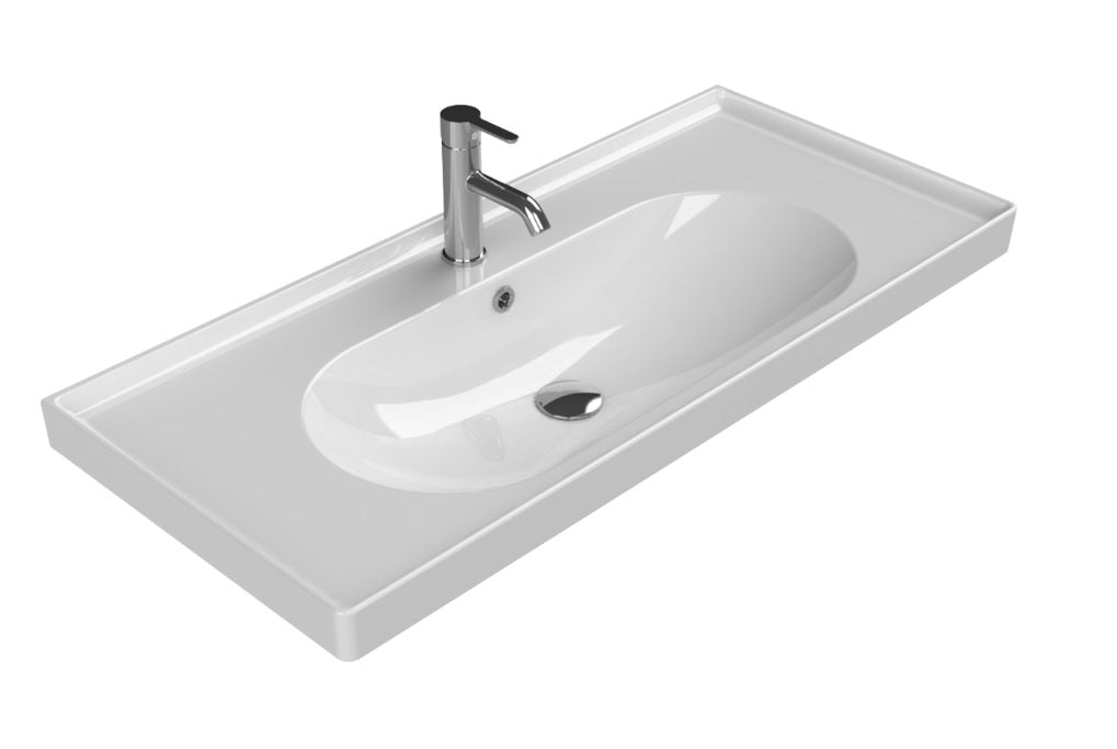 Мебелна мивка Arya 100х45 см. от KERANOVA - бяла мебелна мивка с отвор за смесител, модел Arya 043500, произход Турция