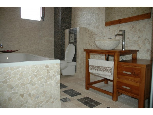 Етно Бял 30х30 см. мраморна мозайка на мрежа в баня, онлайн магазин за обзавеждане за бани KERANOVA