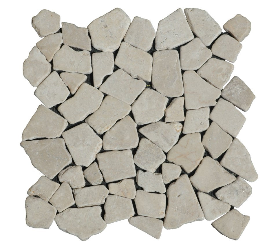 Етно Бял 30х30 см. бяла мраморна мозайка на мрежа за бани, онлайн магазин за обзавеждане KERANOVA