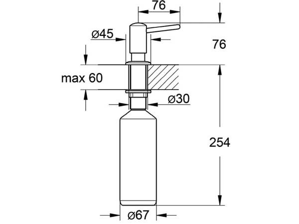 Дозатор за сапун Grohe Contemporary Matt Black технически размери и схема за монтаж, онлайн магазин KERANOVA