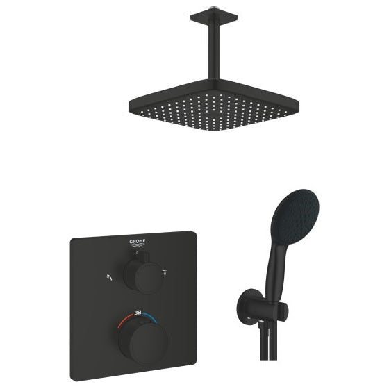 Термостатичен комплект Grohe Grohtherm Cube Matt Black вграден душ комплект матово черно – онлайн магазин KERANOVA
