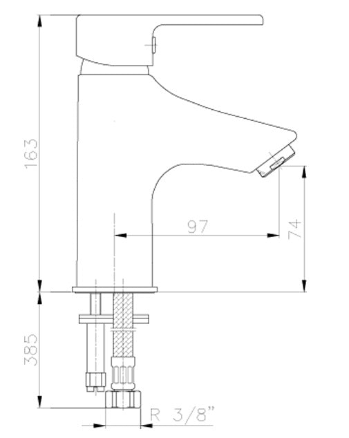Смесител за умивалник - серия VERA, дизайнерски с подвижен аератор, чучур 97 мм, височина 74 мм, онлайн магазин KERANOVA