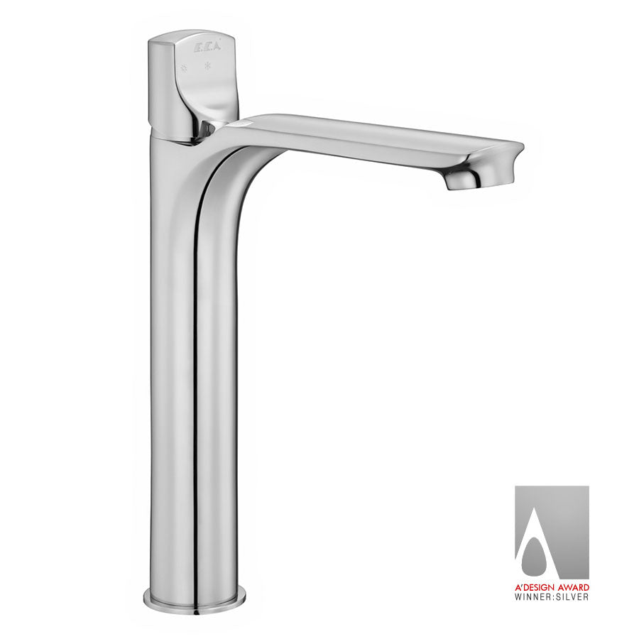 Alt Tag: Смесител за умивалник - серия MYRA XL висок хромиран смесител с дълъг чучур 180мм и 56% икономия на вода за KERANOVA