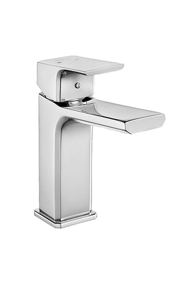 Смесител за умивалник - серия TIERA, дизайнерски хромиран смесител за мивка, чучур 132 мм, височина 121 мм, KERANOVA онлайн магазин