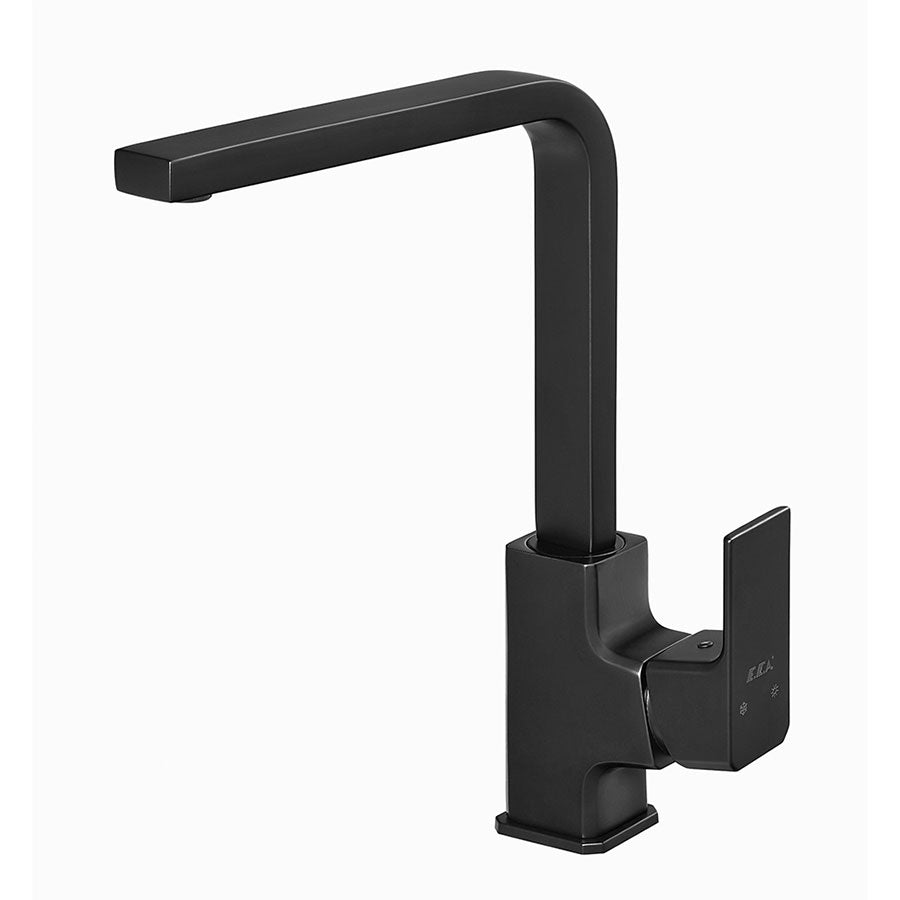 Смесител за кухненска мивка Tiera Black - черен мат, стоящ кухненски кран с прав чучур, PVD черен мат, KERANOVA онлайн магазин