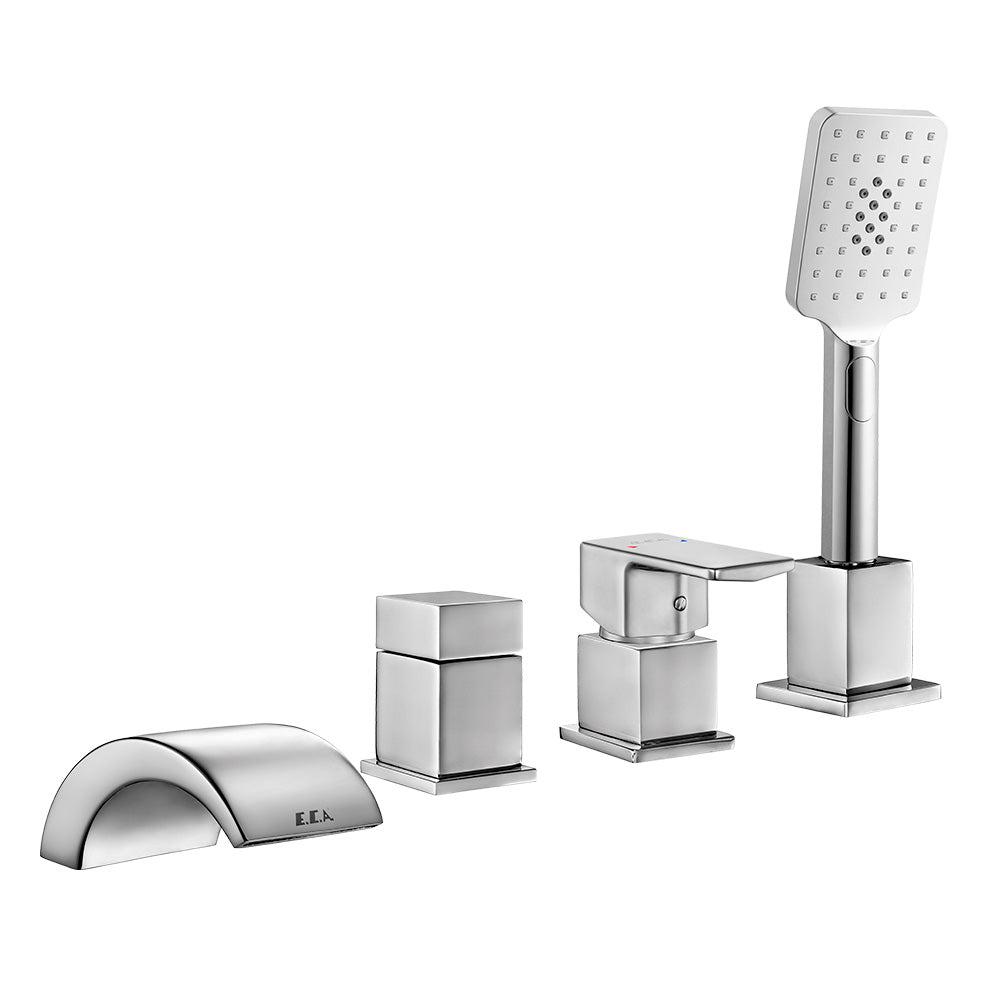 Смесител за вана Royal стоящ каскаден комплект 4 елемента хром, ръчен душ 3 режима, шлаух 2m – KERANOVA онлайн магазин