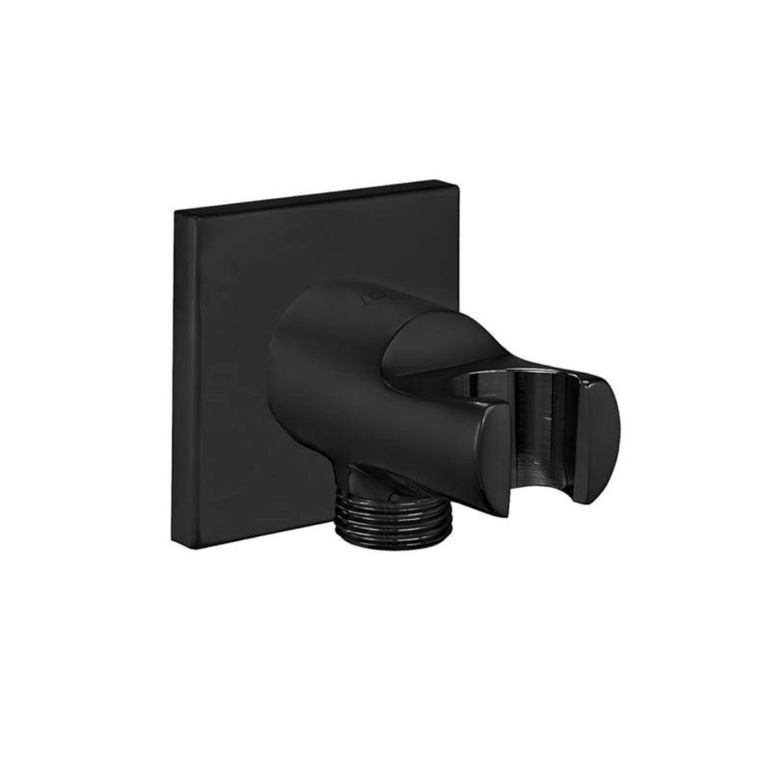 Вграден сет Tiera Black с чучур - черен мат черен PVD държач за стенен душ 36cm, стилен квадратен дизайн за баня KERANOVA