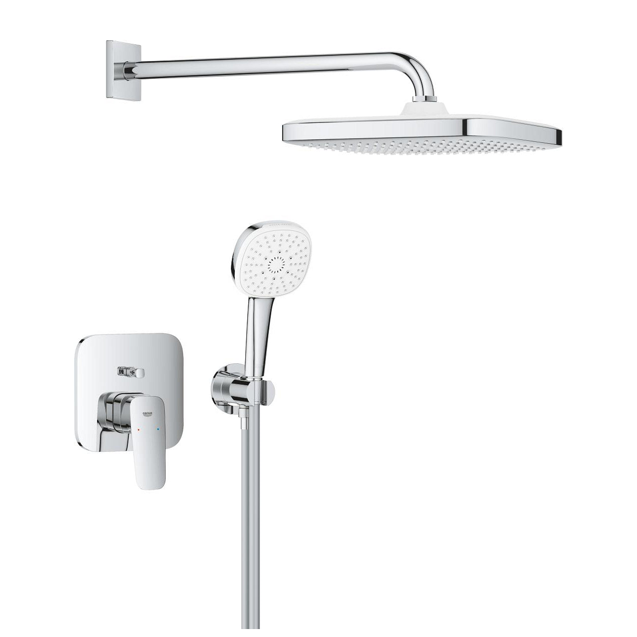 Alt Tag: Вграден комплект Grohe Cubeo хромен душ комплект с Tempesta 250 и ръчен душ за онлайн магазин KERANOVA