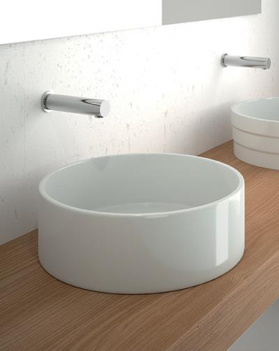 Купа Round Ф40 см. снежнобяла тънкостенна порцеланова мивка за баня за монтаж върху плот - онлайн магазин KERANOVA