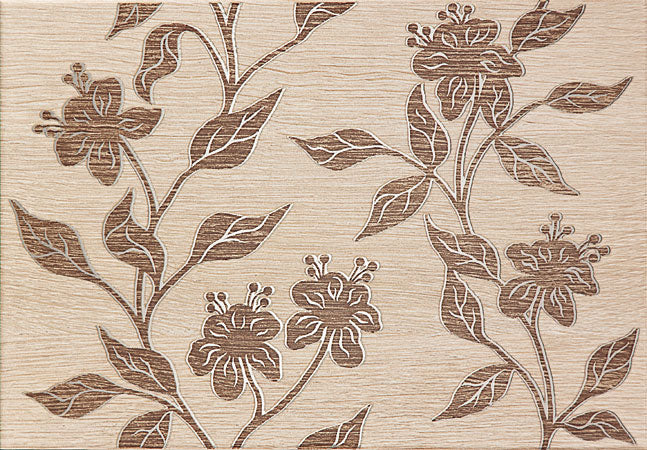 Castanio Bez Decor 25x36 кафяв декор с флорални мотиви за баня - онлайн магазин за обзавеждане KERANOVA