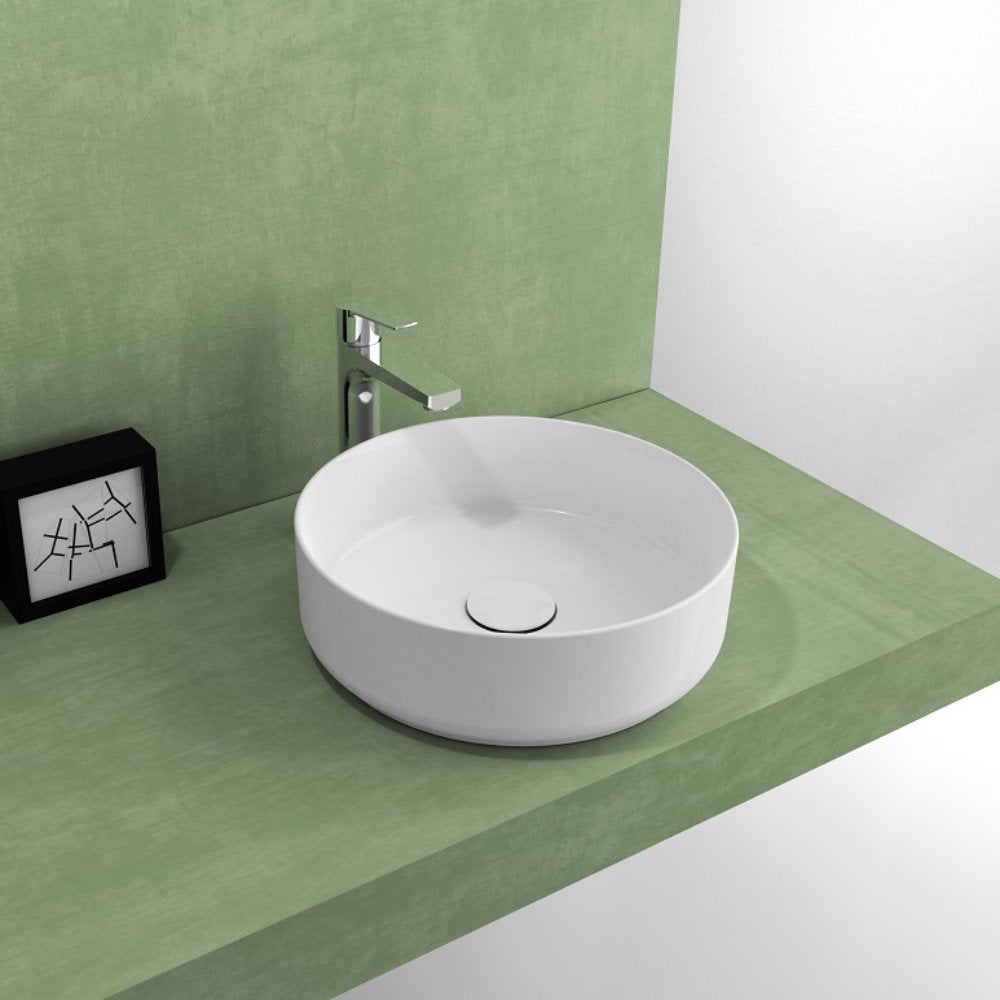 Мивка Infinity за монтаж върху плот Ф36 см. - Isvea бяла порцеланова мивка на плот, онлайн магазин за обзавеждане за бани KERANOVA