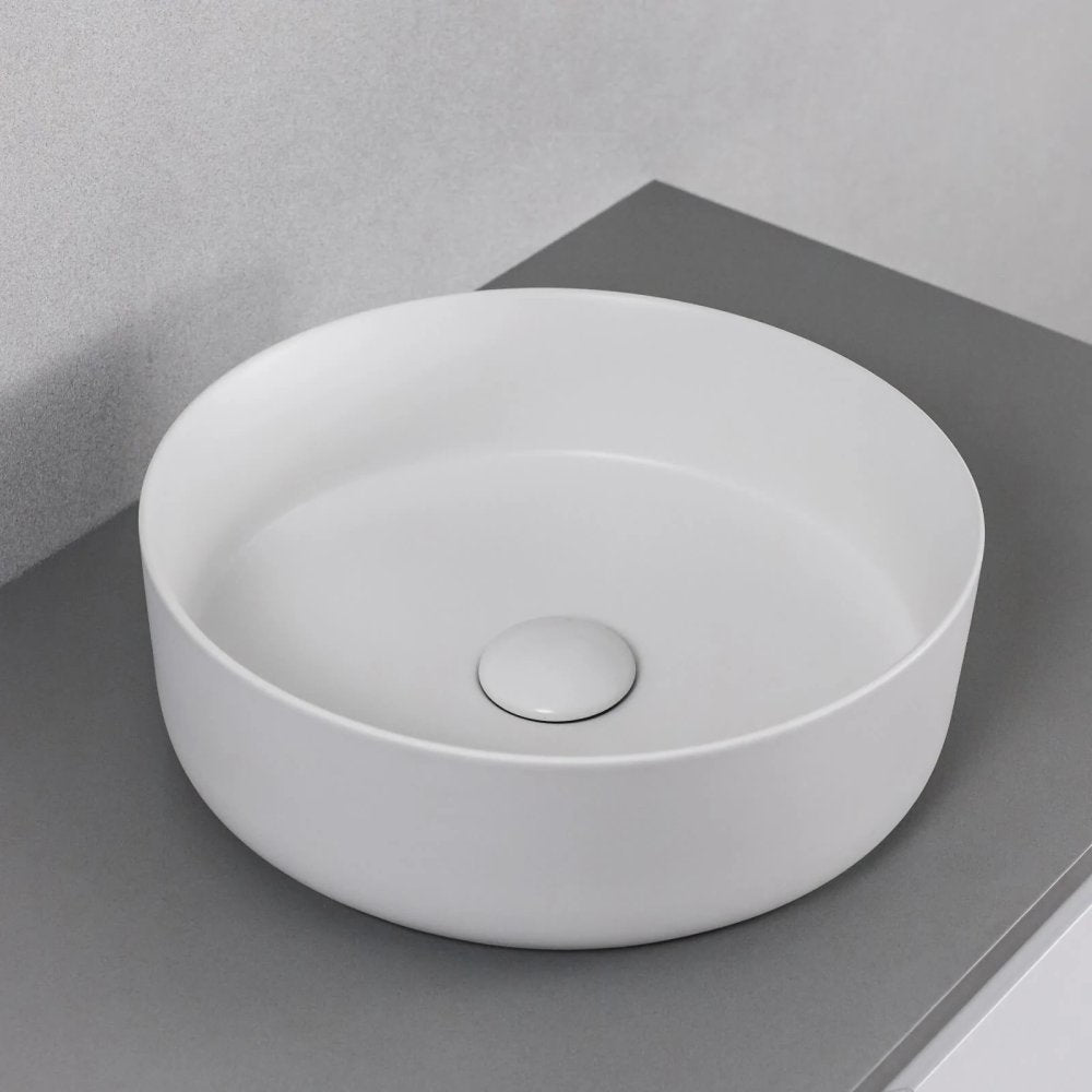 Мивка Infinity за монтаж върху плот Ф36 см. - Isvea бяла порцеланова мивка за плот, тънка стена, онлайн магазин KERANOVA