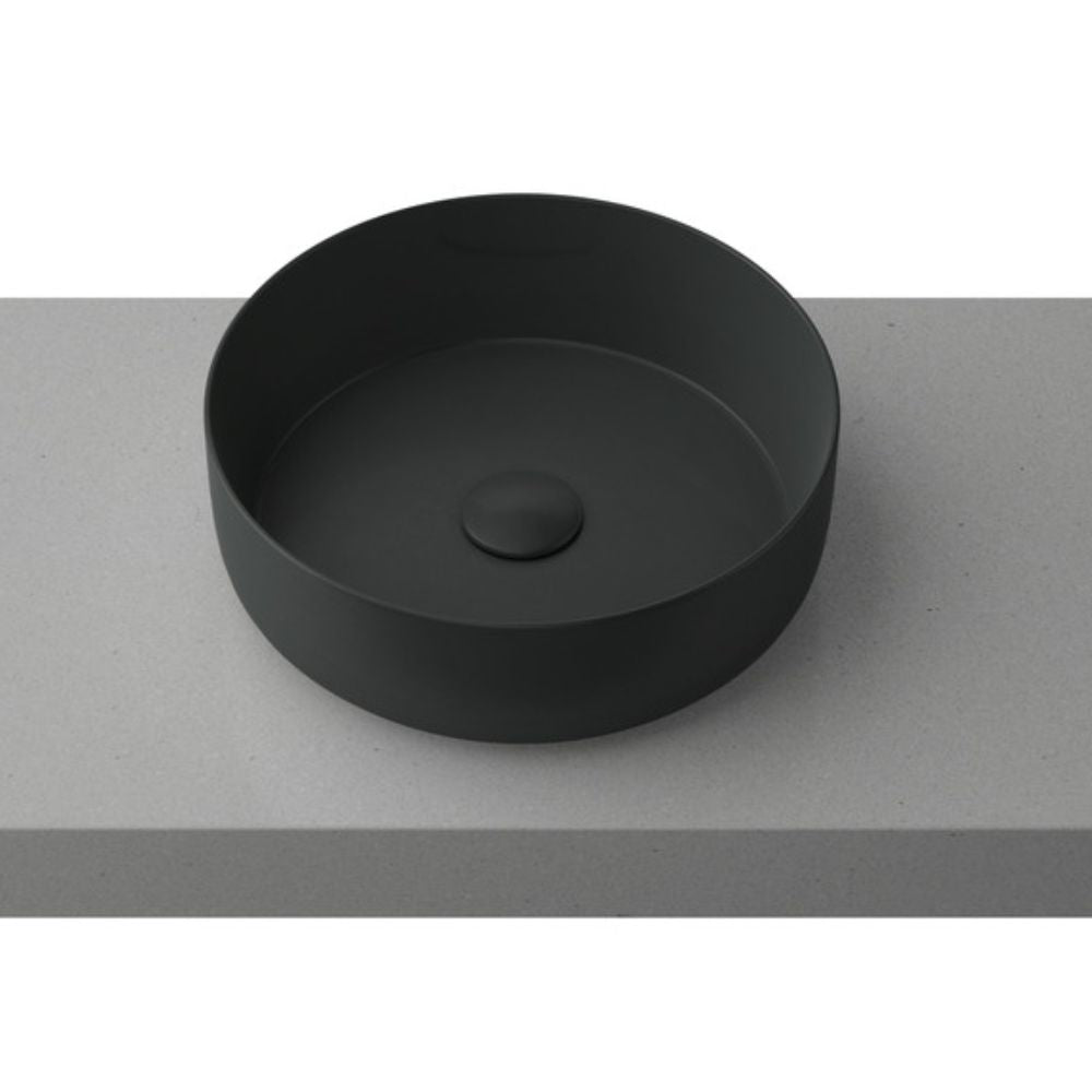 Мивка Infinity Black Matt за монтаж върху плот Ф36 см. - Isvea - черна матова порцеланова мивка за баня, монтаж върху плот, онлайн магазин KERANOVA