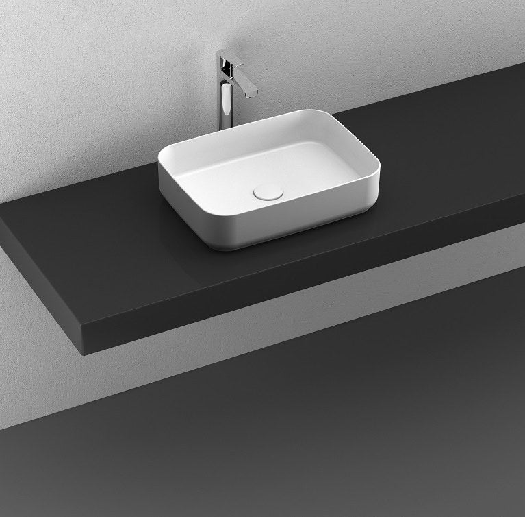 Мивка Infinity за монтаж върху плот 50х36 см. - Isvea, бяла порцеланова мивка за баня на плот, онлайн магазин KERANOVA