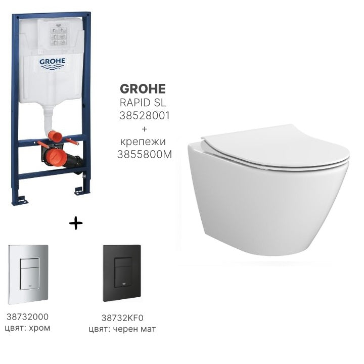 Kомплект Cersanit Eco Oval Rimless и Grohe Skate Cosmopolitan