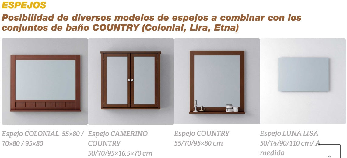 Ретро колекция Colonial - Avila Dos огледала и шкафове за баня в дървесен тон, онлайн магазин за обзавеждане за бани KERANOVA