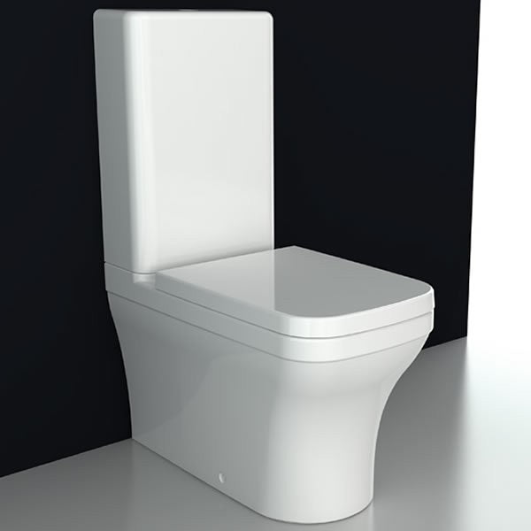 Моноблок Scala Arch - Bocchi бял гланц, правоъгълен дизайн, плавно падащ капак, компактно прилепване до стената - KERANOVA