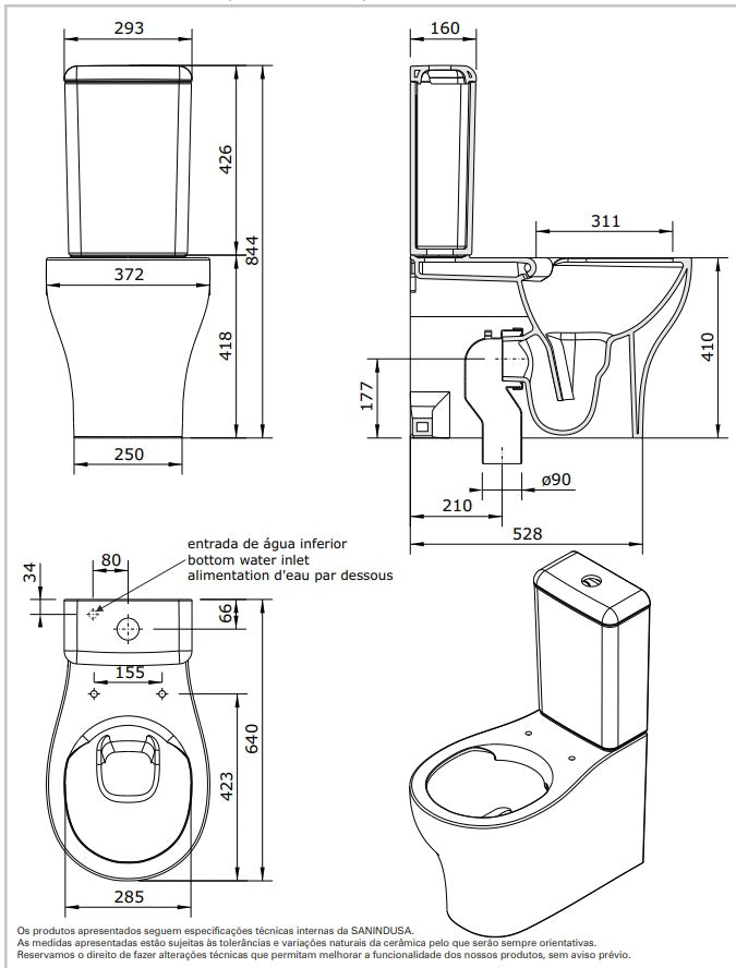 Rimless моноблок Sanproject Rimflush Sandindusa технически чертежи и размери за онлайн магазин KERANOVA