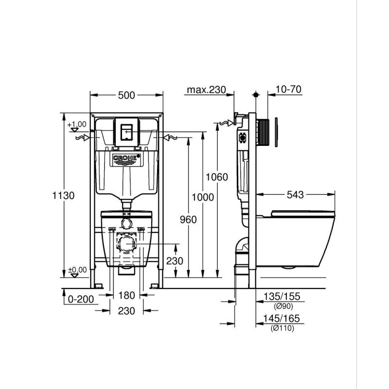 Комплект Grohe Rapid SL BauEdge Ceramic Rimless