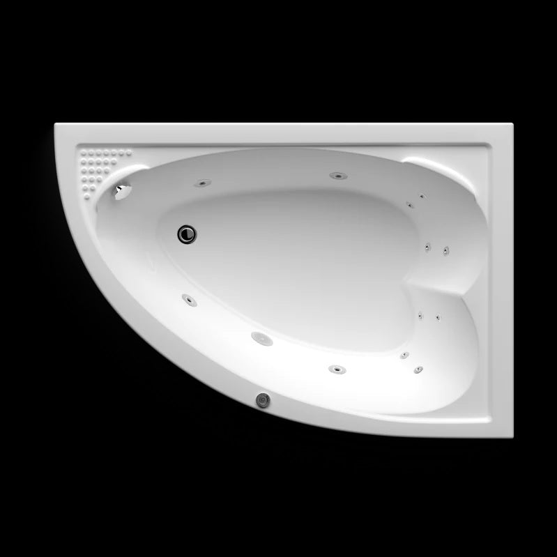 Alt Tag: Хидромасажна вана Onyx 160x110 см. ъглова бяла джакузи вана с хидро дюзи за баня