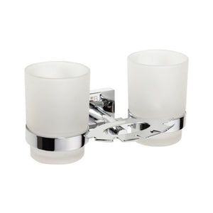 132110042 държач за четки за зъби с чаши стенен хром с матови стъклени чаши – онлайн магазин за обзавеждане за бани KERANOVA
