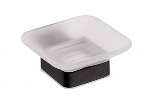 135008020 сапунерка Nero от KERANOVA - онлайн магазин за обзавеждане за бани, бяла стъклена тава с черна основа