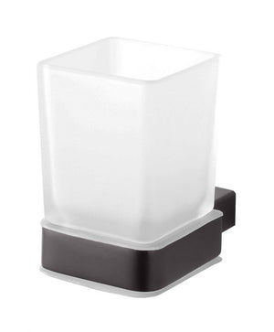 135011010 чаша Nero бяла стъклена чаша за баня с черна основа от онлайн магазин за обзавеждане за бани KERANOVA