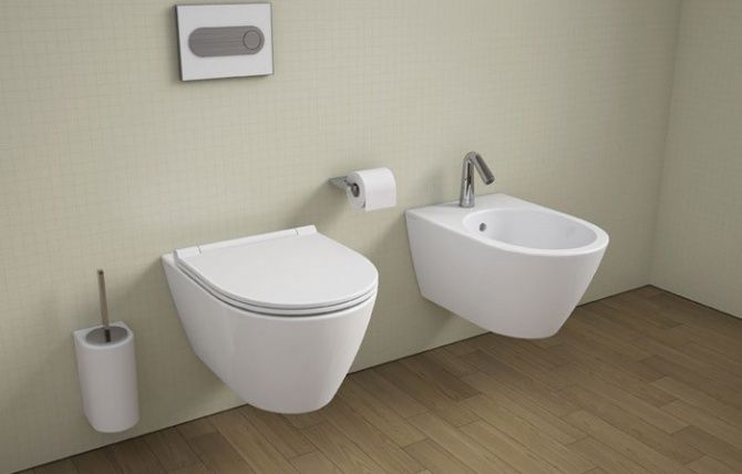 Rimless конзолна тоалетна Sanibold Rimflush Sandindusa в модерна баня, ултратънка седалка със забавено падане – KERANOVA онлайн магазин