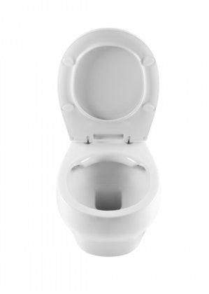 Rimless конзолна тоалетна Sanproject Rimflush Sandindusa - бяла конзолна тоалетна с римлес технология, ултратънка седалка, онлайн магазин KERANOVA