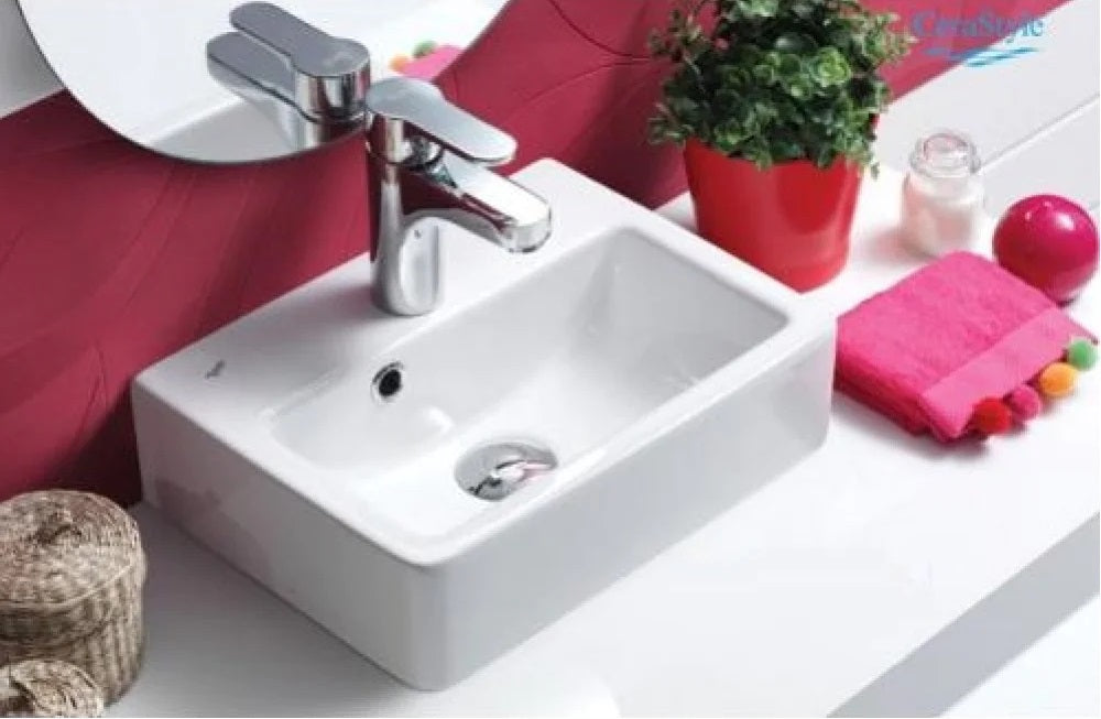 Мивка за плот Mini 37х28 см. бяла керамична мивка за плот Mini 1400 Turkuaz Seramik 37,5х28х10 см за баня онлайн магазин KERANOVA