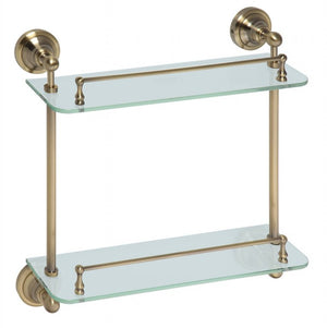 144102127 двойна стъклена полица 40 см. от бронз за баня - онлайн магазин за обзавеждане за бани KERANOVA