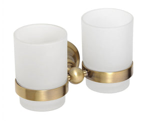 144110027 държач за чаши, с чаши - двойна метална стойка с матови стъклени чаши, онлайн магазин за обзавеждане за бани KERANOVA