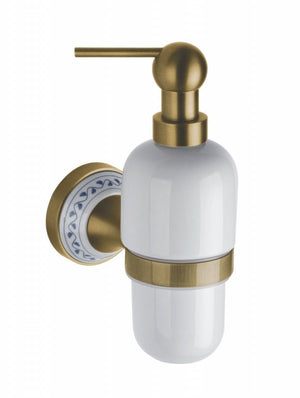 144709017 диспенсър Kera бял керамичен диспенсър за течен сапун със златист монтажен елемент за баня - KERANOVA онлайн магазин