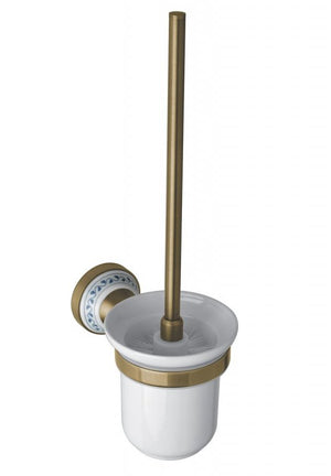 144713017 четка Kera стенна тоалетна четка с държач в златист и бял фаянс - онлайн магазин KERANOVA