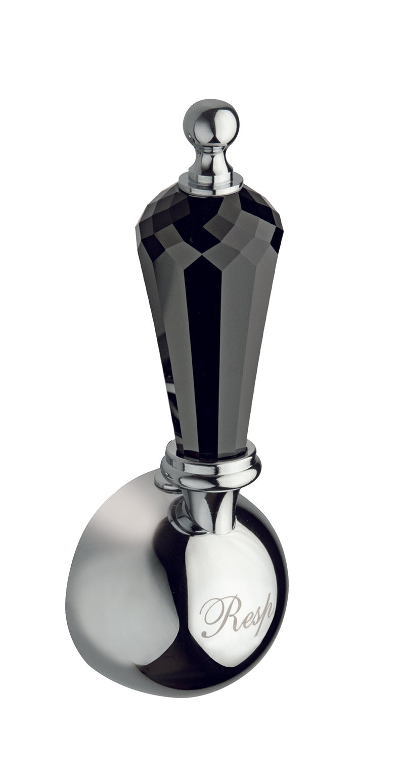 Ретро каскада за вана London - хром, сатен, бронз или злато, четиридупков смесител от борд с черна Swarovski ръкохватка, онлайн магазин KERANOVA