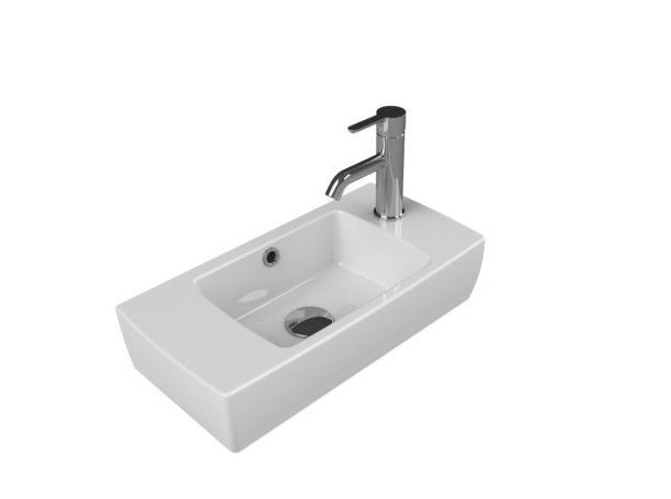 Мебелна мивка City 50х25 см. - лява и дясна. Компактна бяла керамична мивка City 50х25х11,5 см с ляво или дясно отвор за смесител, KERANOVA