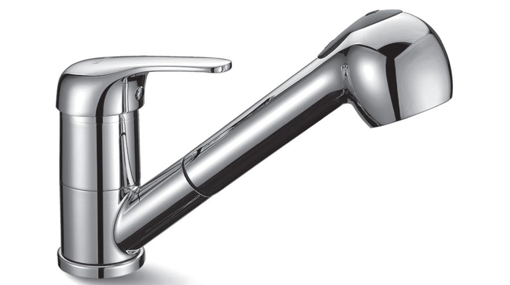 Alt Tag: Кухненски смесител 1501 хром — смесител с изтеглящ се душ, италиански дизайн, 5 години гаранция, онлайн магазин за обзавеждане за бани KERANOVA