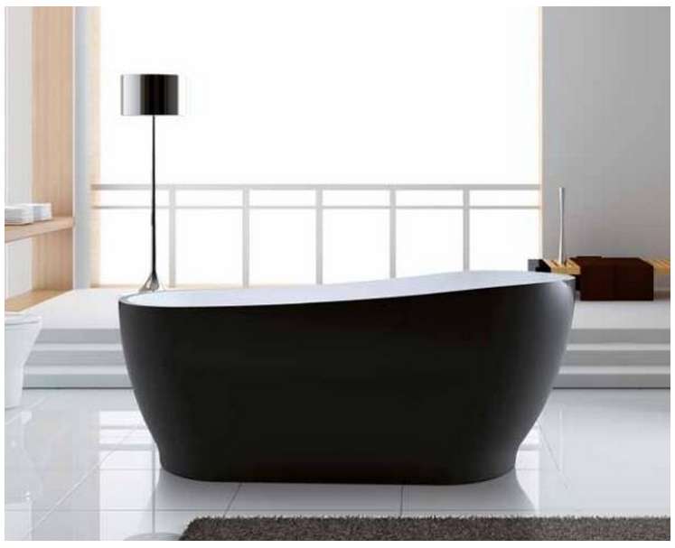 Свободно стояща ЧЕРНА вана 170х80 см. черна акрилна вана 170x80 см, автоматичен сифон, стандартни крачета, KERANOVA онлайн магазин