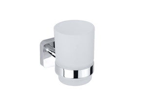 154110012 чаша Tasi - стъклена бяла чаша за баня с хромирана стойка, онлайн магазин за обзавеждане за баня KERANOVA